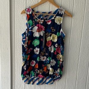 New Charlie B Reversible Tank Top Floral Flowers Stripes sz S